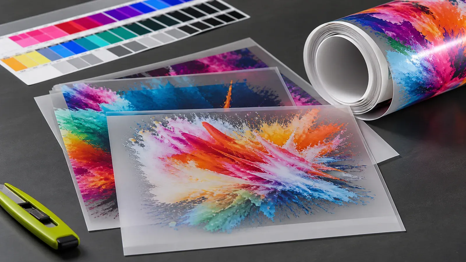 Films de transfert DTF colorés, visuel conceptuel